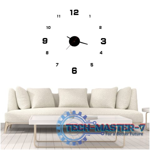Zegar ścienny do salonu kuchni DIY naklejany nowoczesny 3D czarny 4 duże cyfry Zegar ścienny do salonu kuchni DIY naklejany nowoczesny 3D czarny 4 duże cyfry