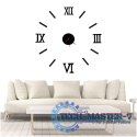 Zegar Ścienny naklejany DIY regulowany czarny cyfry rzymskie 130cm