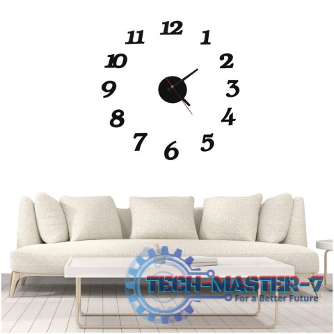 Zegar Ścienny naklejany DIY regulowany nowoczesny czarny 12 godzin Zegar Ścienny naklejany DIY regulowany nowoczesny czarny 12 godzin