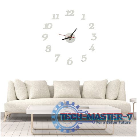 Zegar Ścienny naklejany DIY regulowany nowoczesny srebrny 12 godzin Zegar Ścienny naklejany DIY regulowany nowoczesny srebrny 12 godzin