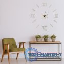 Zegar Ścienny naklejany DIY 3D regulowany rzymski srebrny 130cm