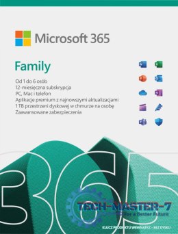 Microsoft 365 Family PL P10 1Y 6Users Win/Mac Medialess Box 6GQ-01940