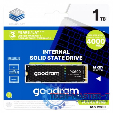 Dysk SSD GOODRAM SSDPR-PX600-1K0-80 (M.2 2280″ /1 TB /PCI Express /5000MB/s /3200MB/s) Dysk SSD GOODRAM SSDPR-PX600-1K0-80 (M.2 2280″ /1 TB /PCI Express /5000MB/s /3200MB/s)