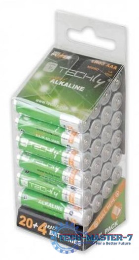 Baterie TECHLY Alkaliczna AAA (LR03, R03, 24A, MN2400, AM4, UM4, HP16) 24 szt. 307025