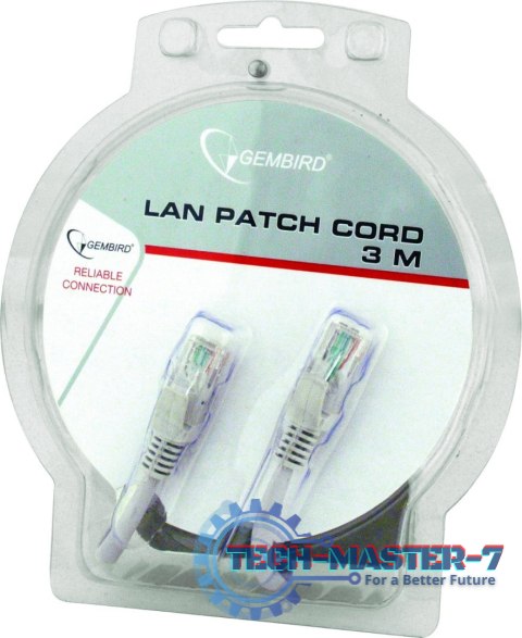 GEMBIRD Patchcord Cat.5e 3m RJ45 Osłonka zalewana 3 Patchcord GEMBIRD Patchcord Cat.5e 3m RJ45 Osłonka zalewana 3 Patchcord