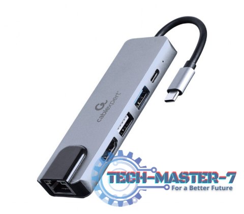 Adapter GEMBIRD A-CM-COMBO5-04 USB-C na HDMI/RJ45/USB-C/USB-A