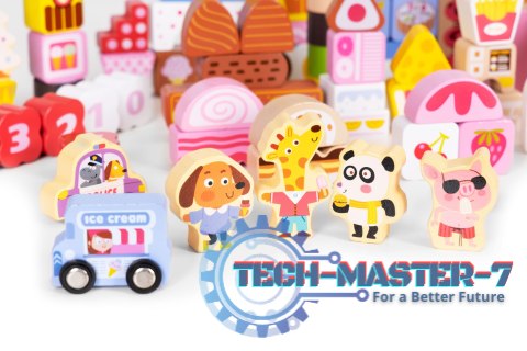 Drewniane klocki edukacyjne zestaw - Cukierkowe miasto 116 el. ECOTOYS ECOTOYS Drewniane klocki edukacyjne zestaw - Cukierkowe miasto 116 el. ECOTOYS ECOTOYS
