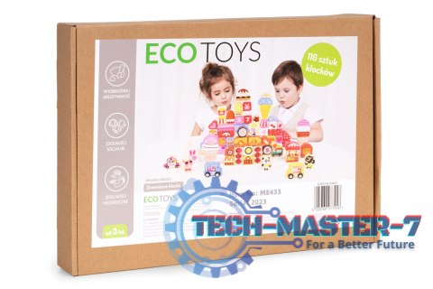Drewniane klocki edukacyjne zestaw - Cukierkowe miasto 116 el. ECOTOYS ECOTOYS Drewniane klocki edukacyjne zestaw - Cukierkowe miasto 116 el. ECOTOYS ECOTOYS