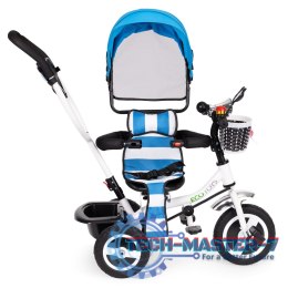 Rower trójkołowy obracany daszek wytrzymałe gumowe koła niebieski ECOTOYS ECOTOYS
