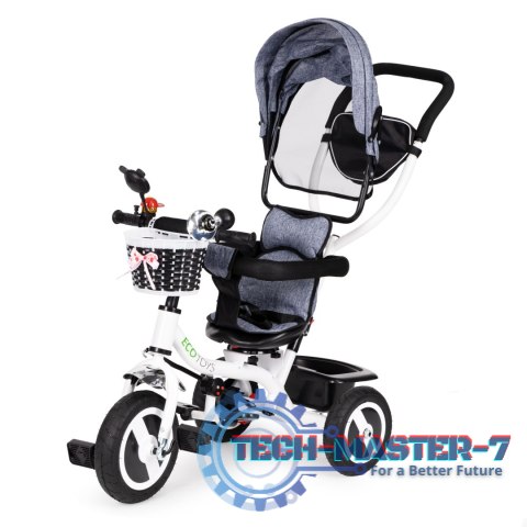 Rower trójkołowy obracany daszek wytrzymałe gumowe koła szary ECOTOYS ECOTOYS Rower trójkołowy obracany daszek wytrzymałe gumowe koła szary ECOTOYS ECOTOYS