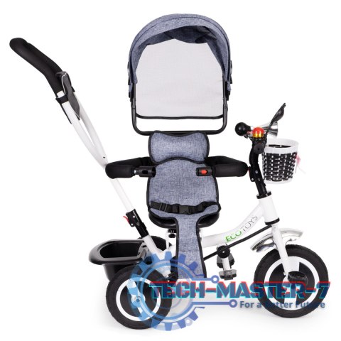 Rower trójkołowy obracany daszek wytrzymałe gumowe koła szary ECOTOYS ECOTOYS Rower trójkołowy obracany daszek wytrzymałe gumowe koła szary ECOTOYS ECOTOYS