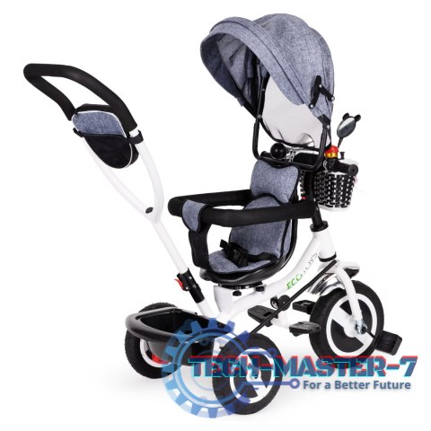 Rower trójkołowy obracany daszek wytrzymałe gumowe koła szary ECOTOYS ECOTOYS Rower trójkołowy obracany daszek wytrzymałe gumowe koła szary ECOTOYS ECOTOYS