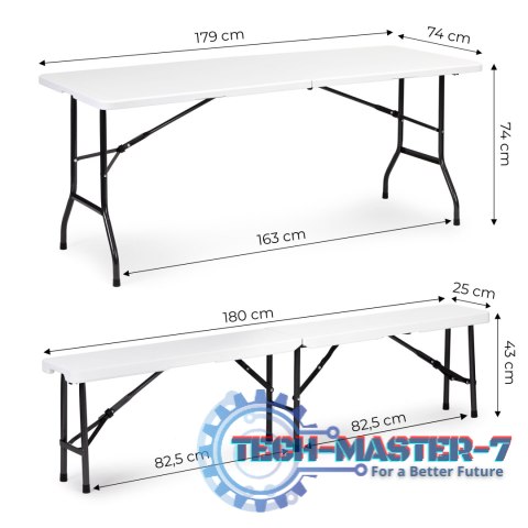 Zestaw cateringowy stół bankietowy 180cm 2 ławki biały ModernHome ModernHome Zestaw cateringowy stół bankietowy 180cm 2 ławki biały ModernHome ModernHome