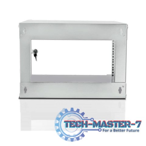 Szafa wisząca ECO 19cali 6U/320mm zmontowana, szklane drzwi, szara Szafa wisząca ECO 19cali 6U/320mm zmontowana, szklane drzwi, szara