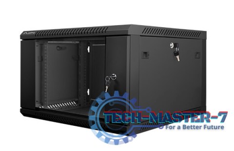 Szafa instalacyjna wisząca 19'' 6U 600X600mm czarna (drzwi szklane)