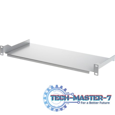 Półka 1U 200mm Rack 19, 2 pkt mocowania, pełna, szara
