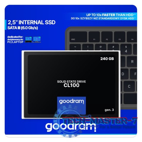 Dysk SSD GOODRAM SSDPR-CL100-240-G3 CL100 gen. 3 (2.5″ /240 GB /SATA III (6 Gb/s) /520MB/s /400MB/s)