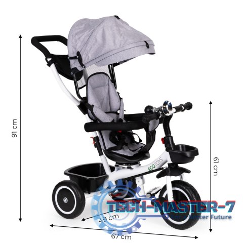 Rowerek trójkołowy spacerówka wózek obracany 360 szary ECOTOYS ECOTOYS Rowerek trójkołowy spacerówka wózek obracany 360 szary ECOTOYS ECOTOYS