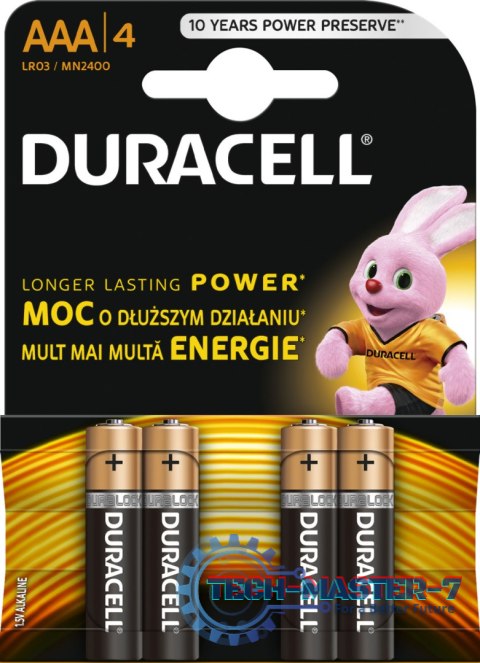 Baterie DURACELL Alkaliczna AAA (LR03, R03, 24A, MN2400, AM4, UM4, HP16) 4 szt. MN2400 (K4) Copper and Black