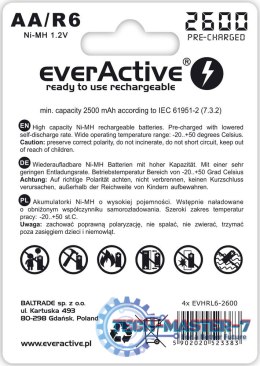 Baterie EVERACTIVE NiMH AA 2500mAh 4 szt. EVHRL6-2600