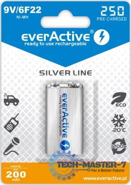 Baterie EVERACTIVE NiMH PP3 (9V, 6LR61, 6F22, 6R61) 250mAh Blister EVHRL22-250