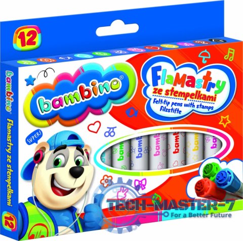 Flamastry mazaki pieczątki stempelki Bambino 12 kolorów Flamastry mazaki pieczątki stempelki Bambino 12 kolorów