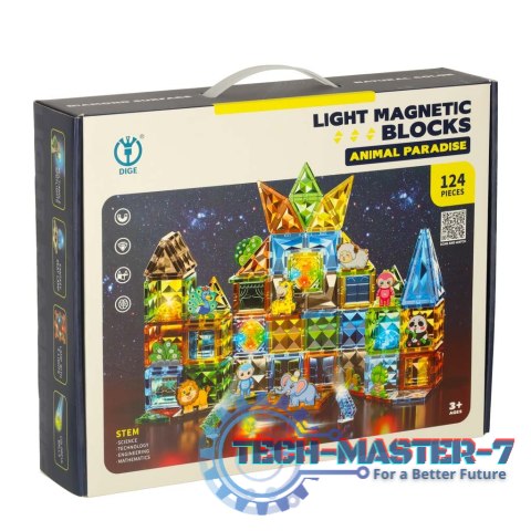 Klocki magnetyczne świecące 124 el. Klocki magnetyczne świecące 124 el.