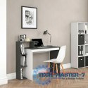 Biurko komputerowe biurowe biało-szare stół + regał 4 półki ModernHome