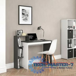 Biurko komputerowe biurowe biało-szare stół + regał 4 półki ModernHome