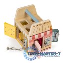 Drewniana kostka edukacyjna, sorter klockami cztery zamki, uchwyt ECOTOYS
