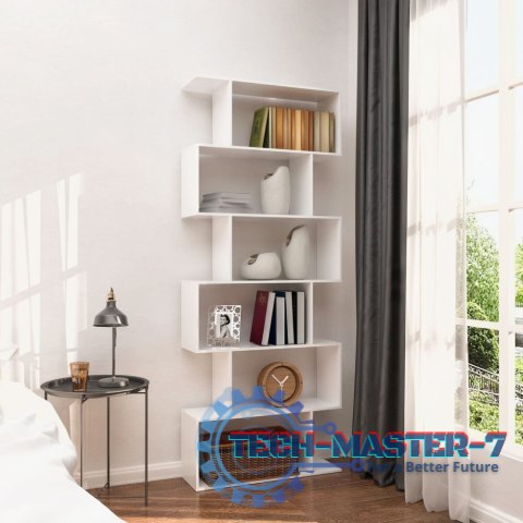 Nowoczesny regał do salonu kratka 5 półek na książki biały ModernHome Nowoczesny regał do salonu kratka 5 półek na książki biały ModernHome