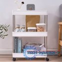 Plastikowy regał łazienkowy z 4 półkami kółka biały ModernHome