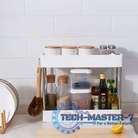Plastikowy regał łazienkowy z 4 półkami kółka biały ModernHome Plastikowy regał łazienkowy z 4 półkami kółka biały ModernHome