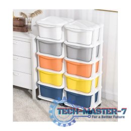 Plastikowy regał na kółkach szafka szuflady szafa PO08 E-CARLA