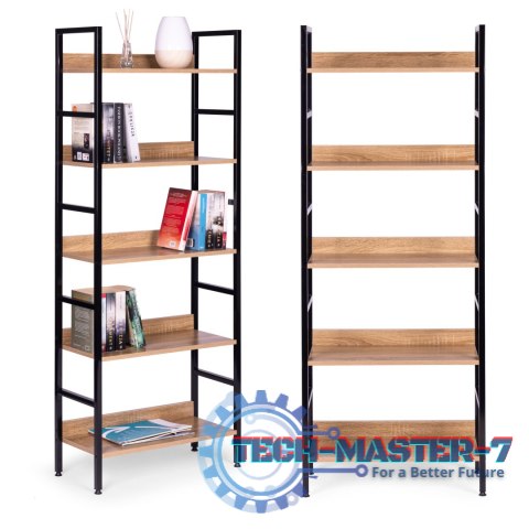 Reał loftowy wysoki 5 półek metal MDF ModernHome ModernHome