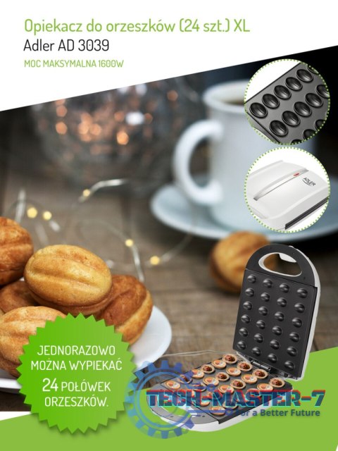 Opiekacz do orzeszków Adler AD 3039 forma do ciastek elektryczna 24 szt. XL 1600W Opiekacz do orzeszków Adler AD 3039 forma do ciastek elektryczna 24 szt. XL 1600W