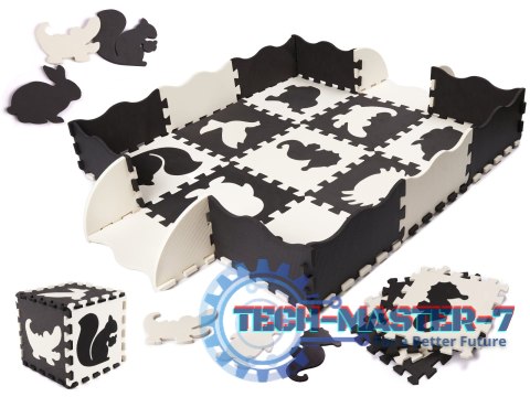 Mata edukacyjna piankowa puzzle 114 x 114 x 1 cm czarna 25 elementów