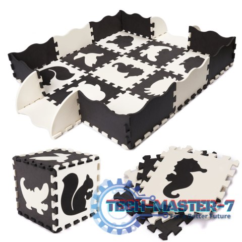 Mata edukacyjna piankowa puzzle 114 x 114 x 1 cm czarna 25 elementów Mata edukacyjna piankowa puzzle 114 x 114 x 1 cm czarna 25 elementów