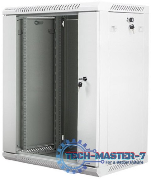 Szafa instalacyjna wisząca 19'' 15U 600X450mm szara (drzwi szklane)