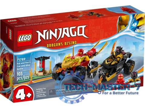LEGO Ninjago Bitwa samochodowo-motocyklowa między Kaiem a Rasem 71789