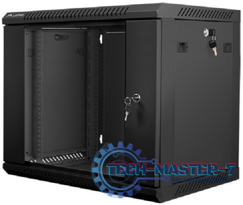 Szafa instalacyjna wisząca 19'' 9U 600X450mm czarna (drzwi szklane)
