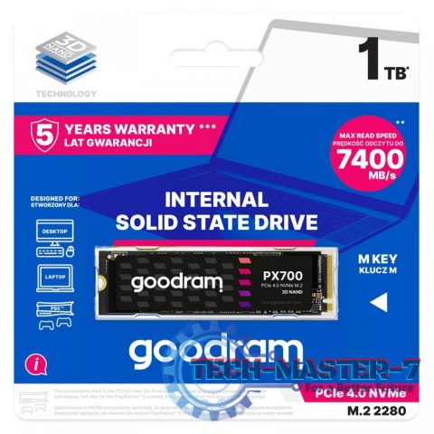 Dysk SSD GOODRAM PX700 1 TB (M.2 2280″ /1 TB /PCI Express /7400MB/s /6500MB/s) Dysk SSD GOODRAM PX700 1 TB (M.2 2280″ /1 TB /PCI Express /7400MB/s /6500MB/s)