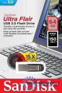 Pendrive SANDISK Ultra Flair 64GB (64 GB /USB 3.0 /Srebrny )