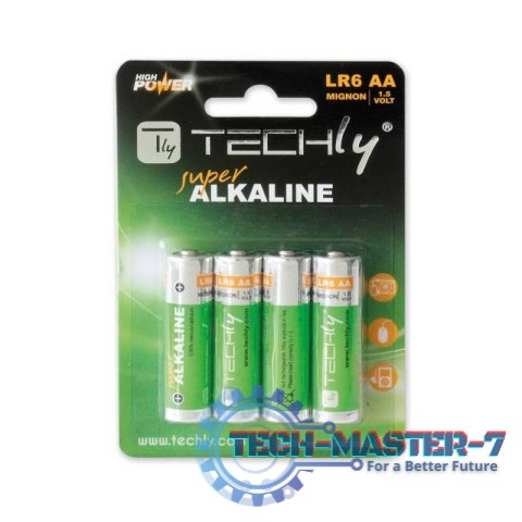 Baterie TECHLY Alkaliczna AA (LR06, FR6, R6, 15A, MN1500, AM3, UM3, HP7) Blister 306974