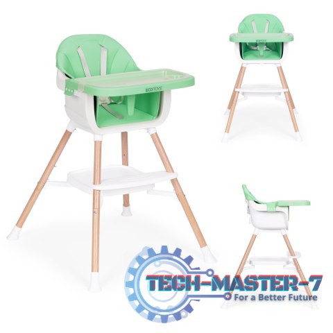 Fotelik krzesełko do karmienia dzieci 2w1 zielony ECOTOYS ECOTOYS