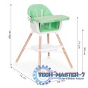 Fotelik krzesełko do karmienia dzieci 2w1 zielony ECOTOYS ECOTOYS