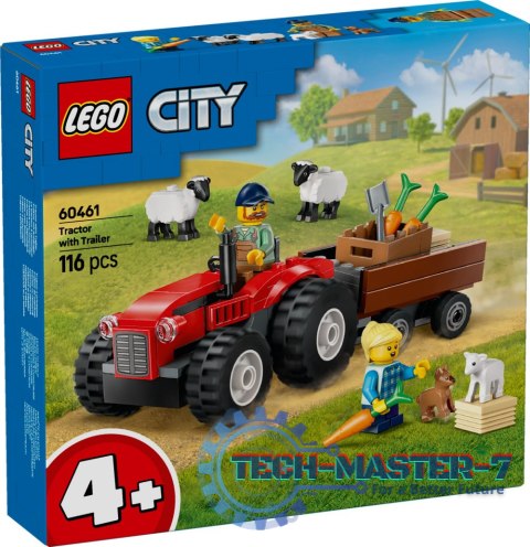 LEGO CITY Czerwony traktor z przyczepą i owcą 60461