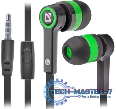 Słuchawki douszne z mikrofonem DEFENDER Pulse 420 (1.2m /3.5 mm (4-pin) wtyk/Czarno-zielony)