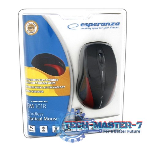 Bezprzewodowa Mysz optyczna EM101R USB, 2,4 GHz, NANO odbiornik Bezprzewodowa Mysz optyczna EM101R USB, 2,4 GHz, NANO odbiornik
