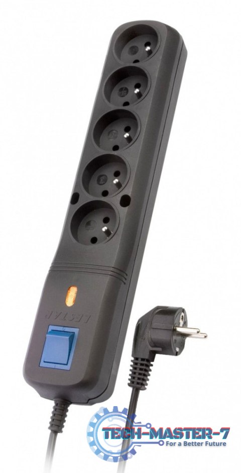 Listwa przeciwprzepięciowa LV-530W, 1L, 1.5m, czarna